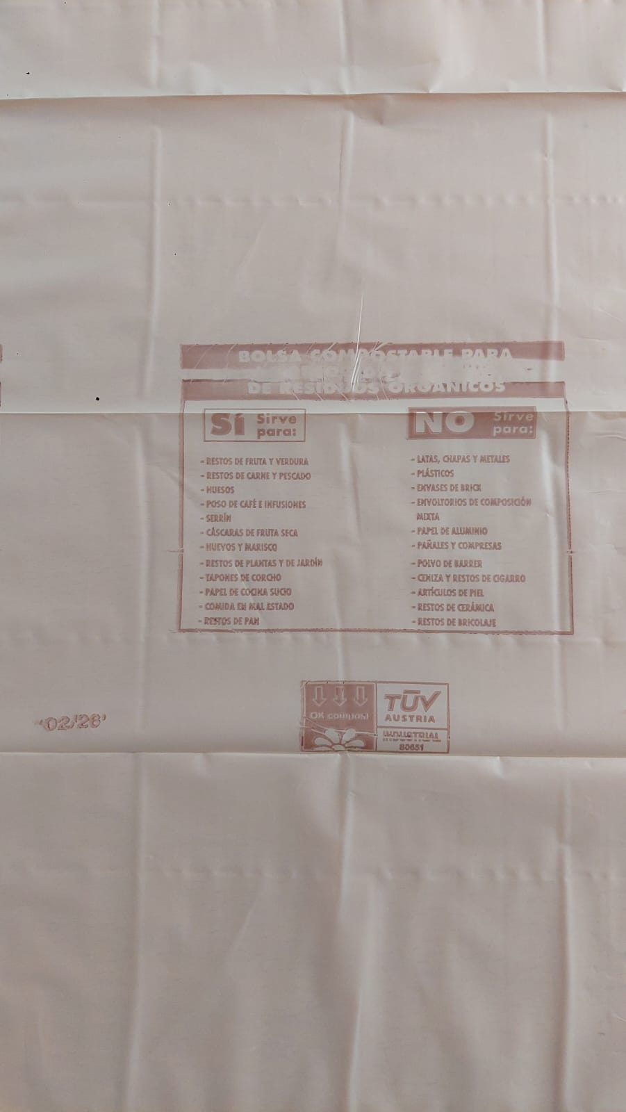 Bolsa compostable para residuos orgánicos